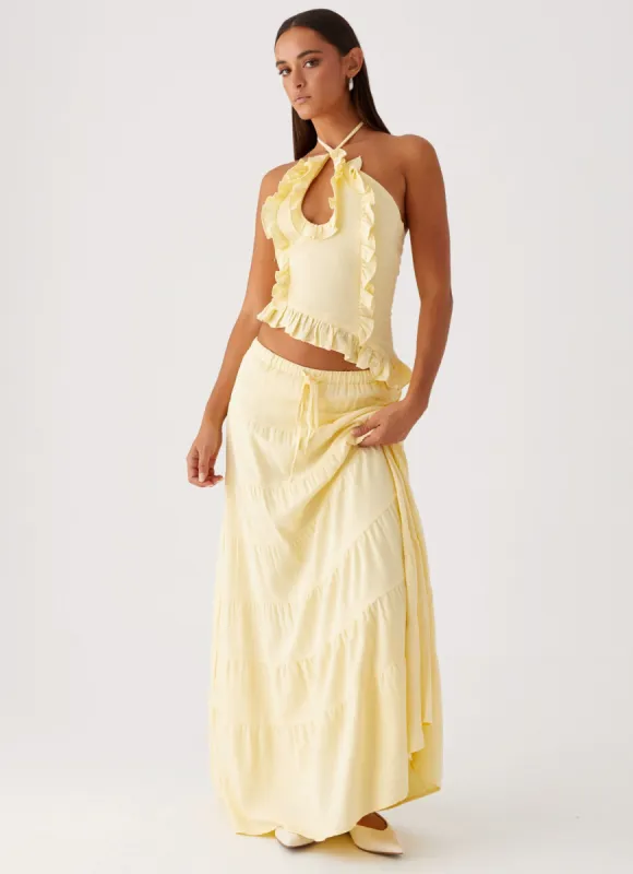Mariella Linen Maxi Skirt - Yellow sold by Peppermayo