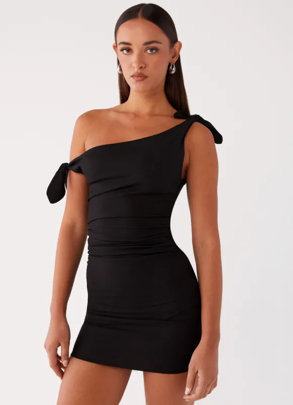 Amazonia Linen Mini Dress - Black sold by Peppermayo