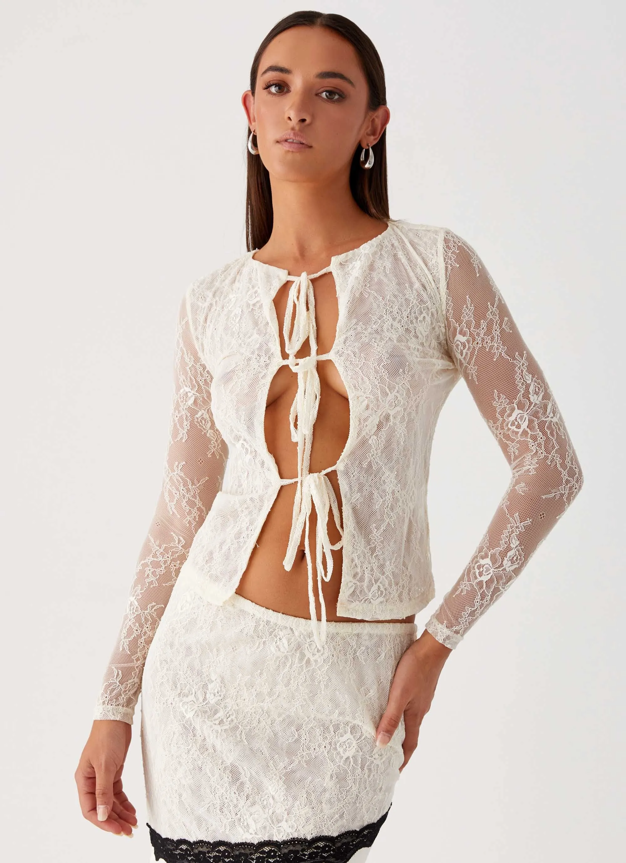 Duet Long Sleeve Top - Ivory sold by Peppermayo