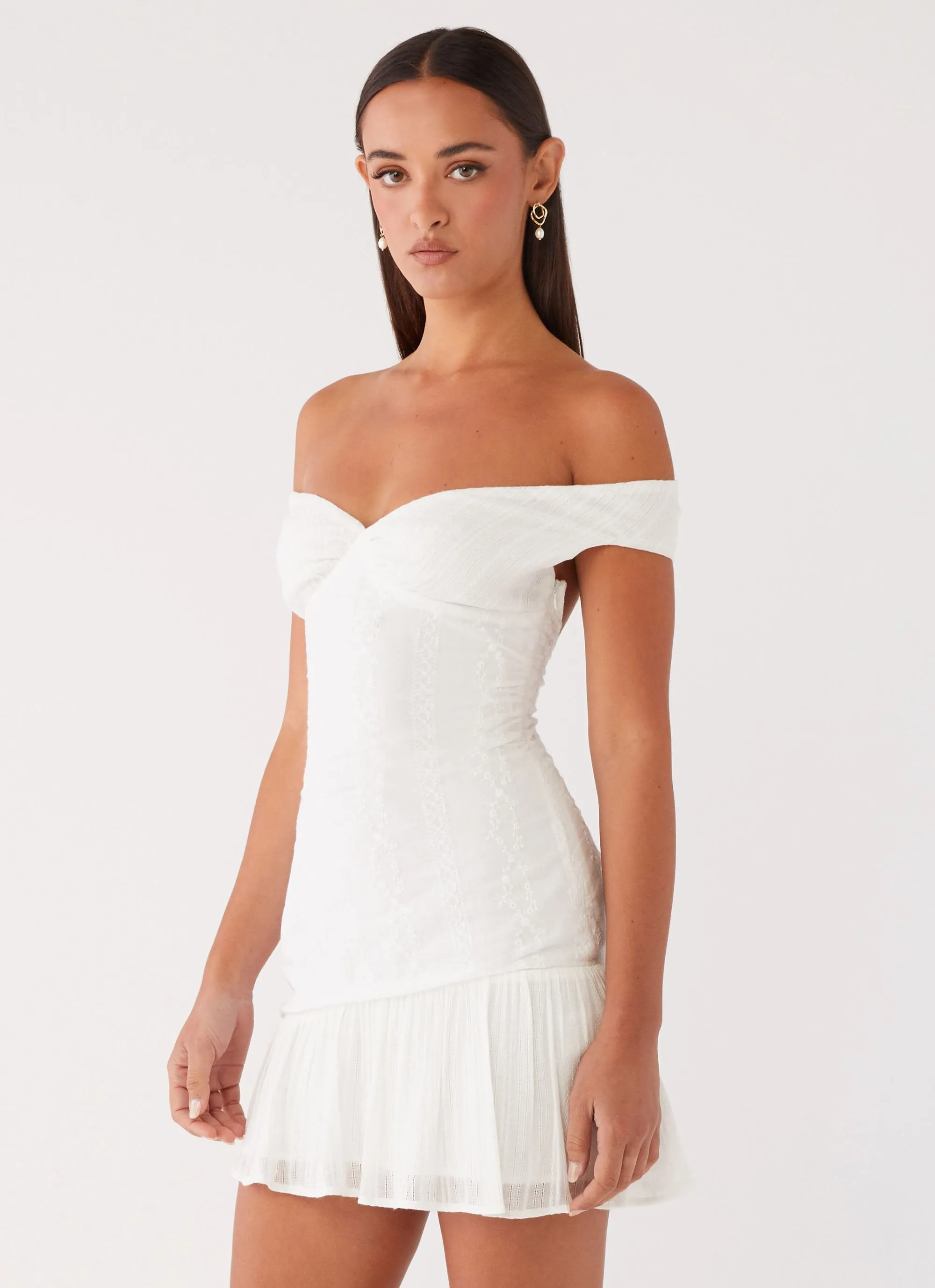 Gabby Ruffle Hem Mini Dress - Ivory sold by Peppermayo product image thumbnail 4