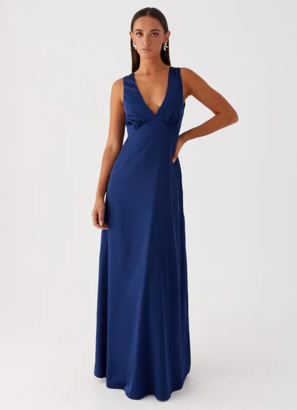 Winnie Cowl Back Maxi Dress - Navy sold by Peppermayo