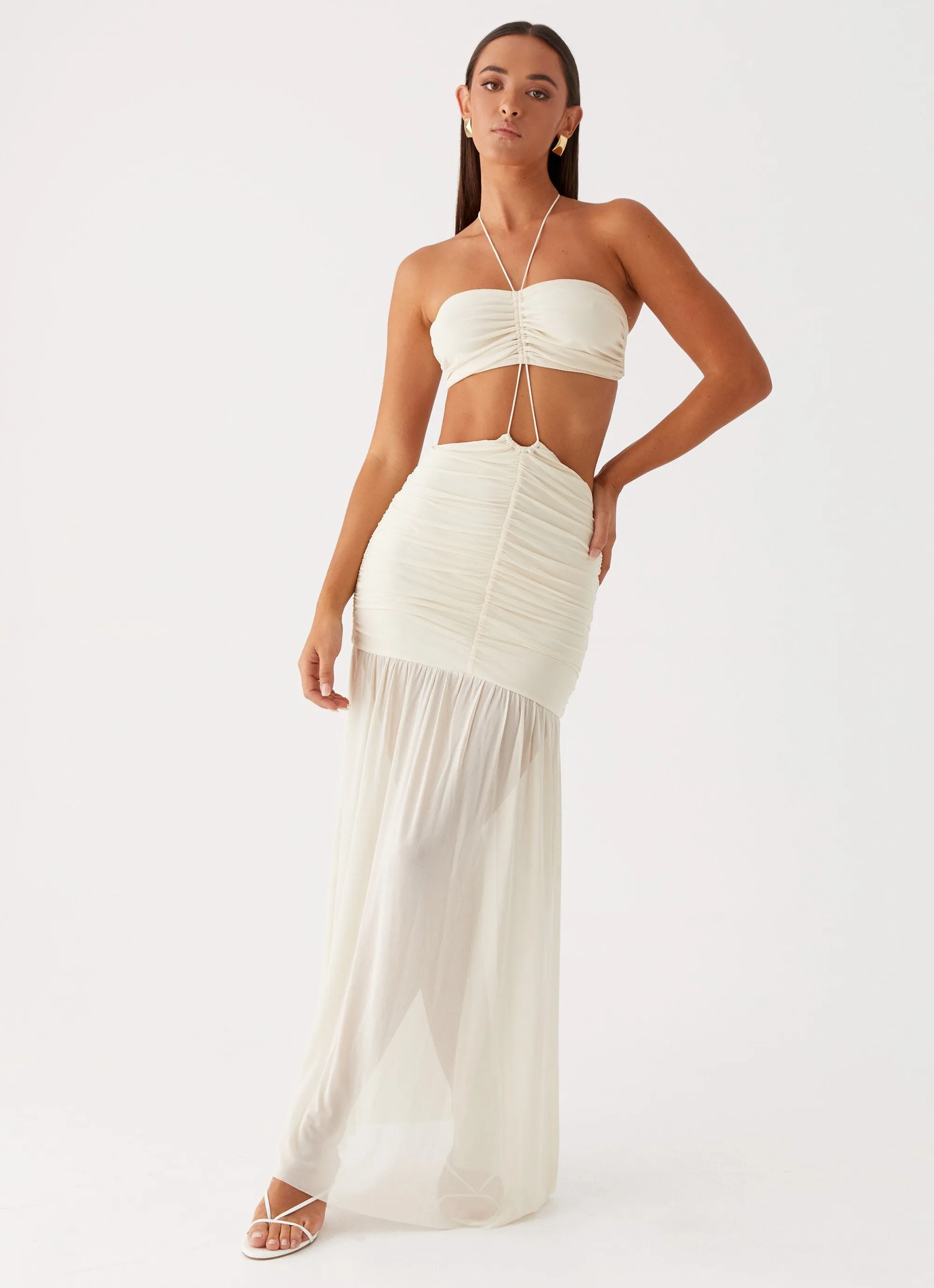 Clover Cut Out Maxi Dress - Lemon sold by Peppermayo