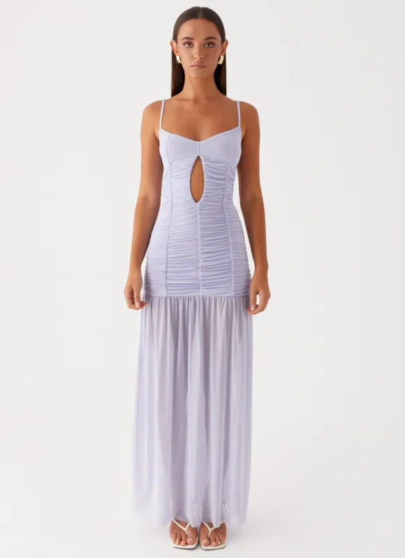 Constance Mesh Maxi Dress - Lavender sold by Peppermayo