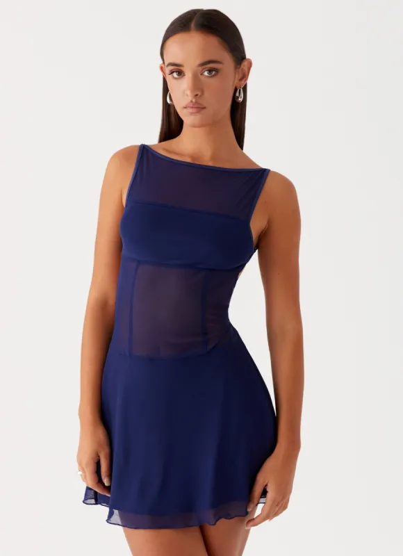 Roxanne Mini Dress - Navy sold by Peppermayo