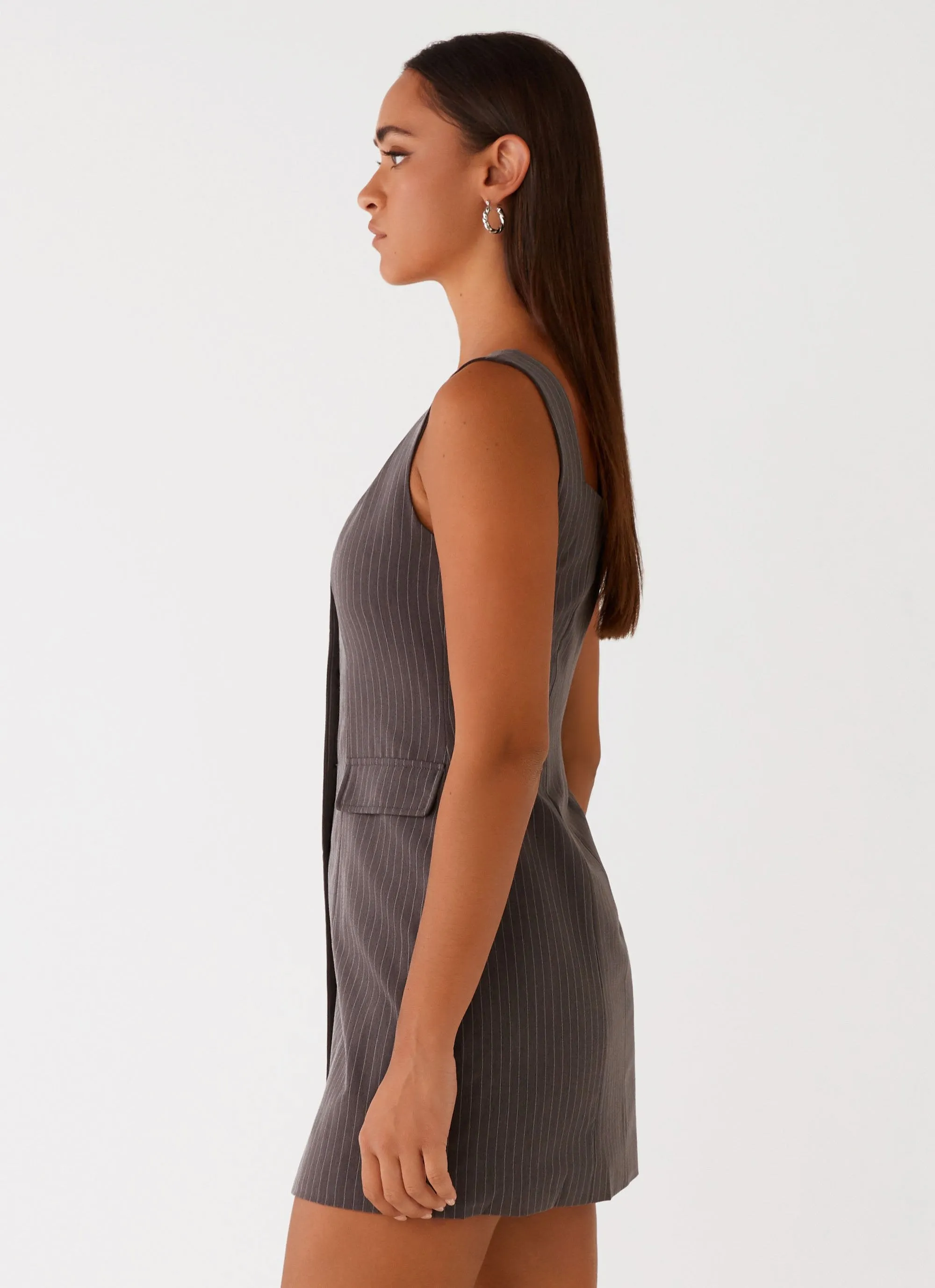 Westwood Mini Dress - Grey Pinstripe sold by Peppermayo product image thumbnail 3