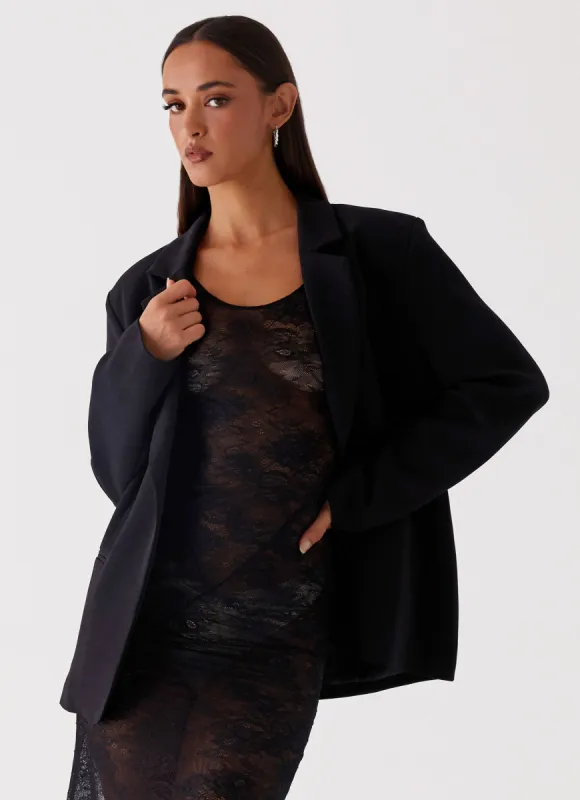 Into The Dark Oversized Blazer - Black made by Peppermayo