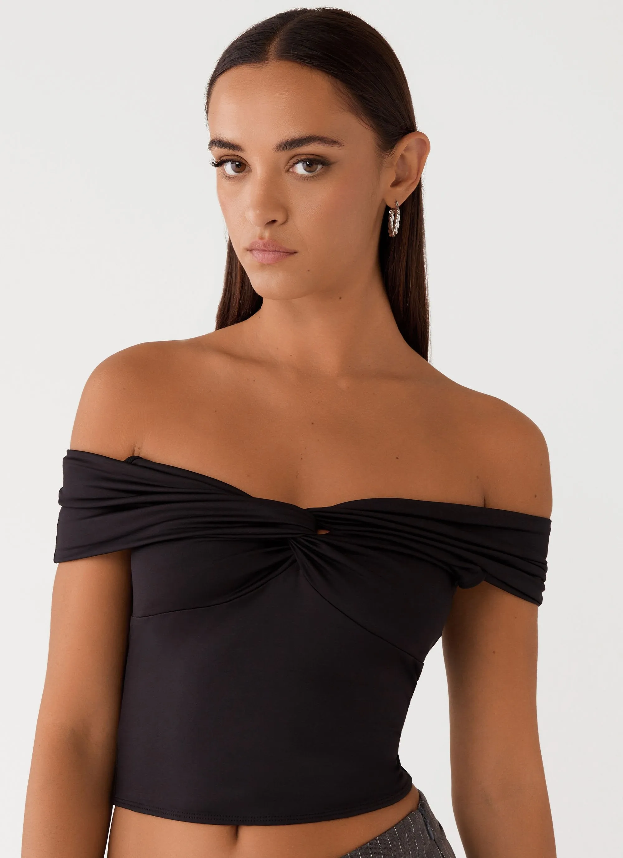 Trixie Twist Off Shoulder Top - Black sold by Peppermayo product image thumbnail 5