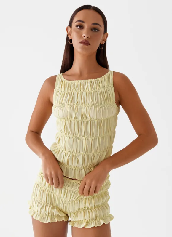 Messina Ruched Tank Top - Yellow sold by Peppermayo