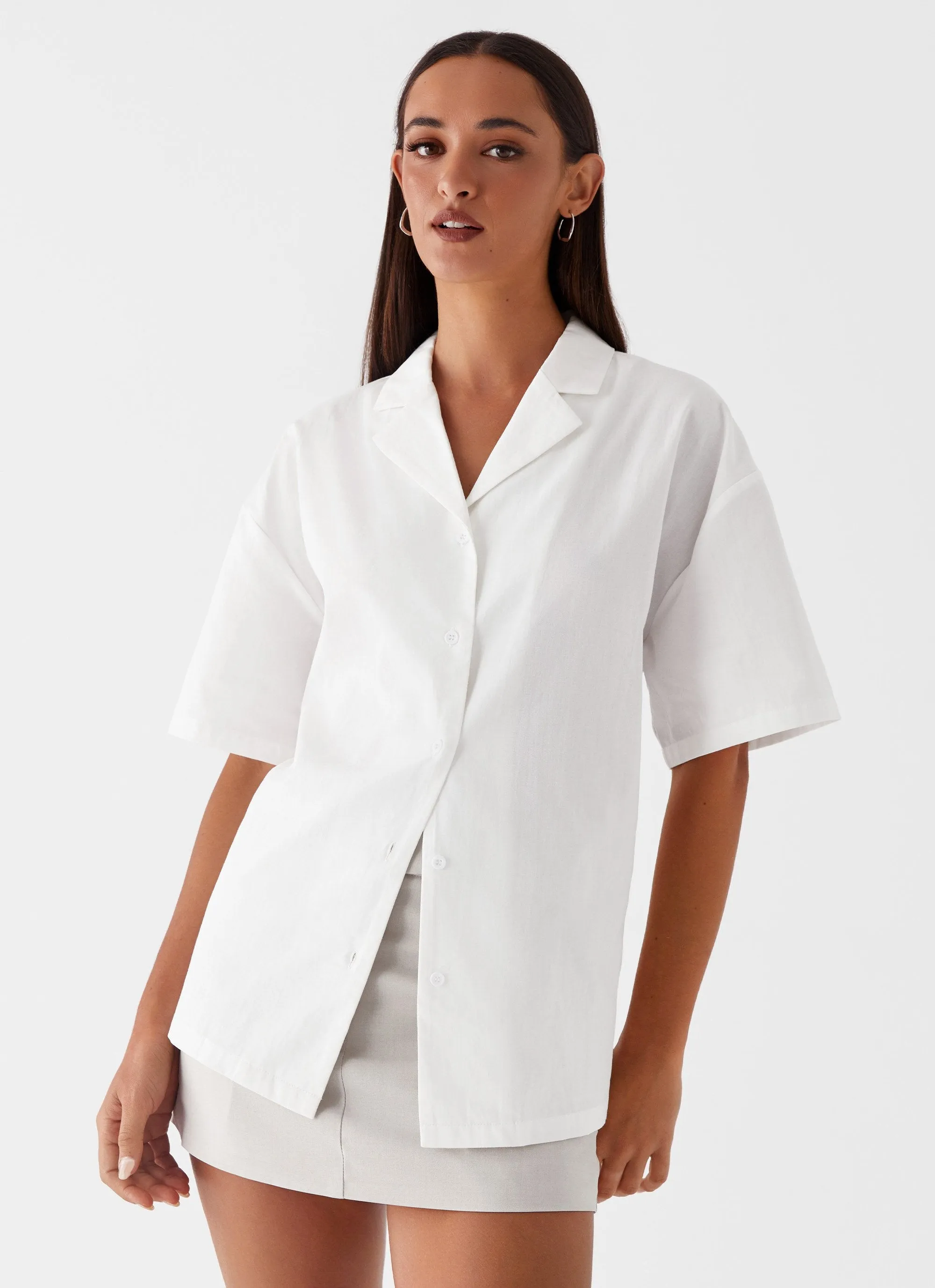 Hadley Open Back Short Sleeve Shirt - White sold by Peppermayo product image thumbnail 5