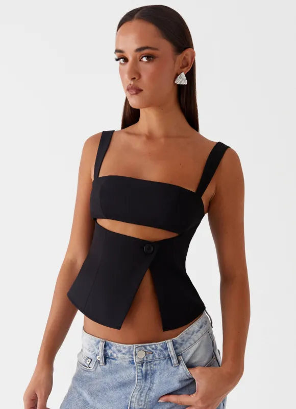 Pia Cut Out Top - Black sold by Peppermayo