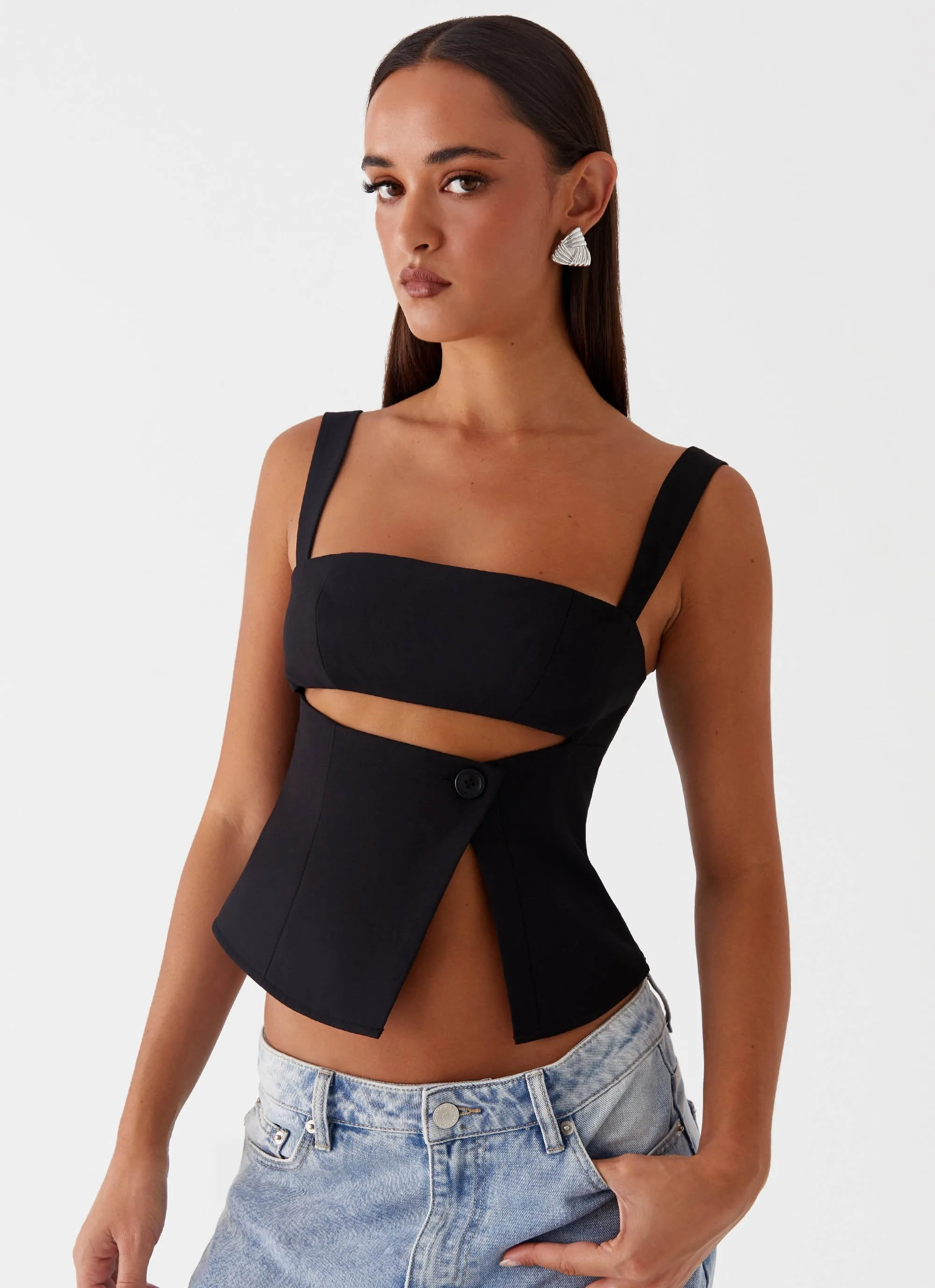 Pia Cut Out Top - Black sold by Peppermayo