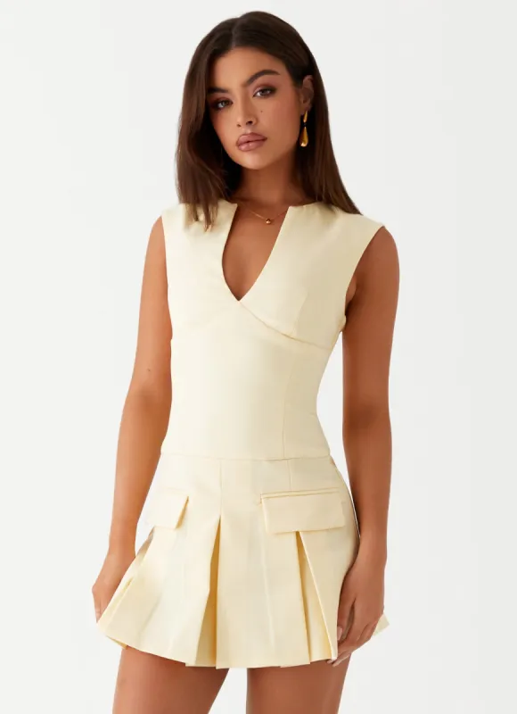 Cassia Mini Dress - Yellow sold by Peppermayo