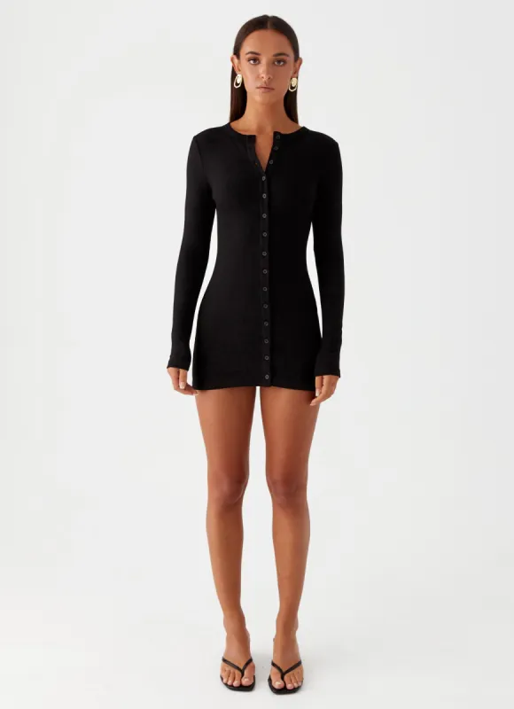 Ailee Long Sleeve Mini Dress - Black sold by Peppermayo