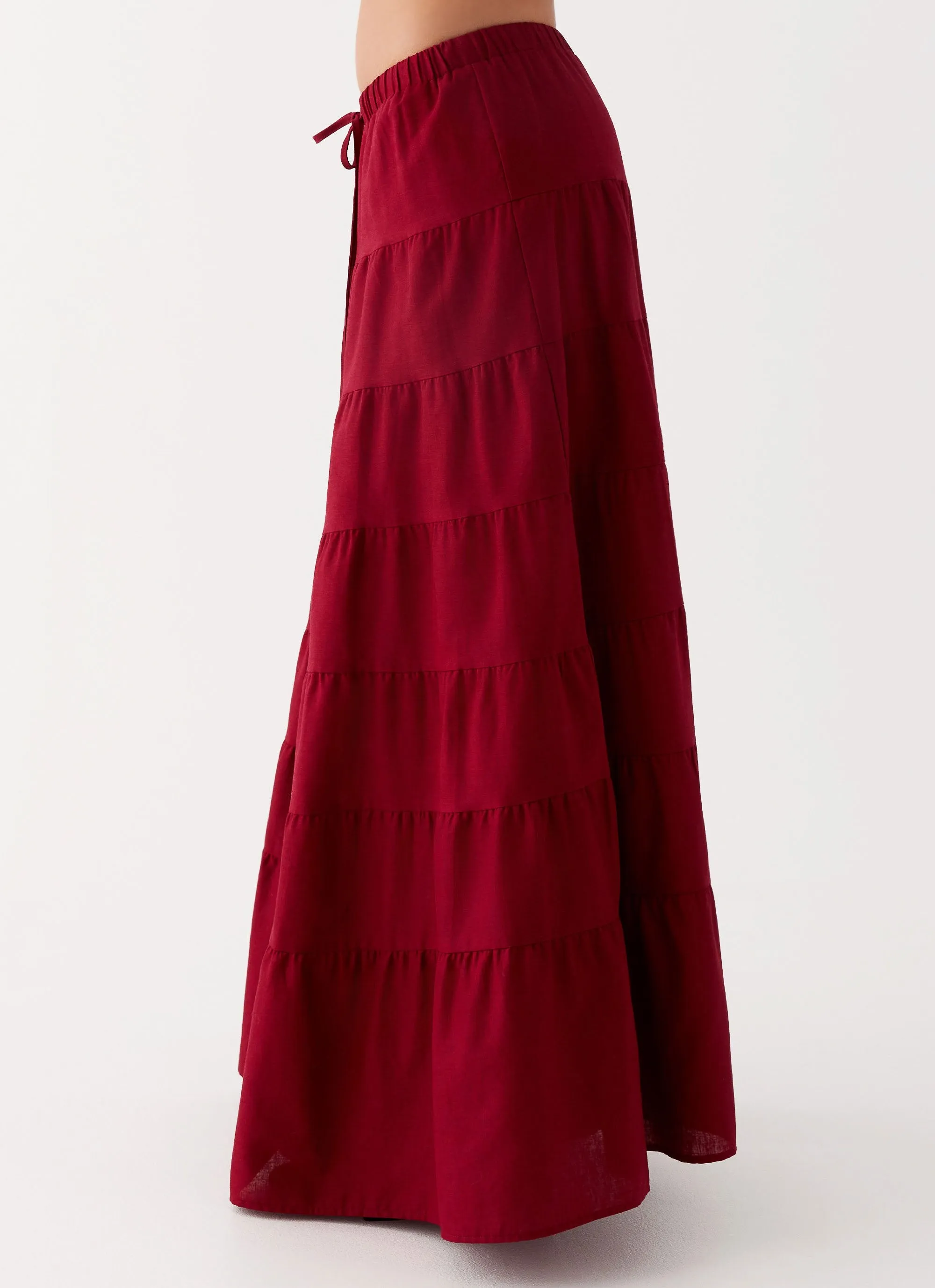 Mariella Linen Maxi Skirt - Maroon sold by Peppermayo product image thumbnail 3