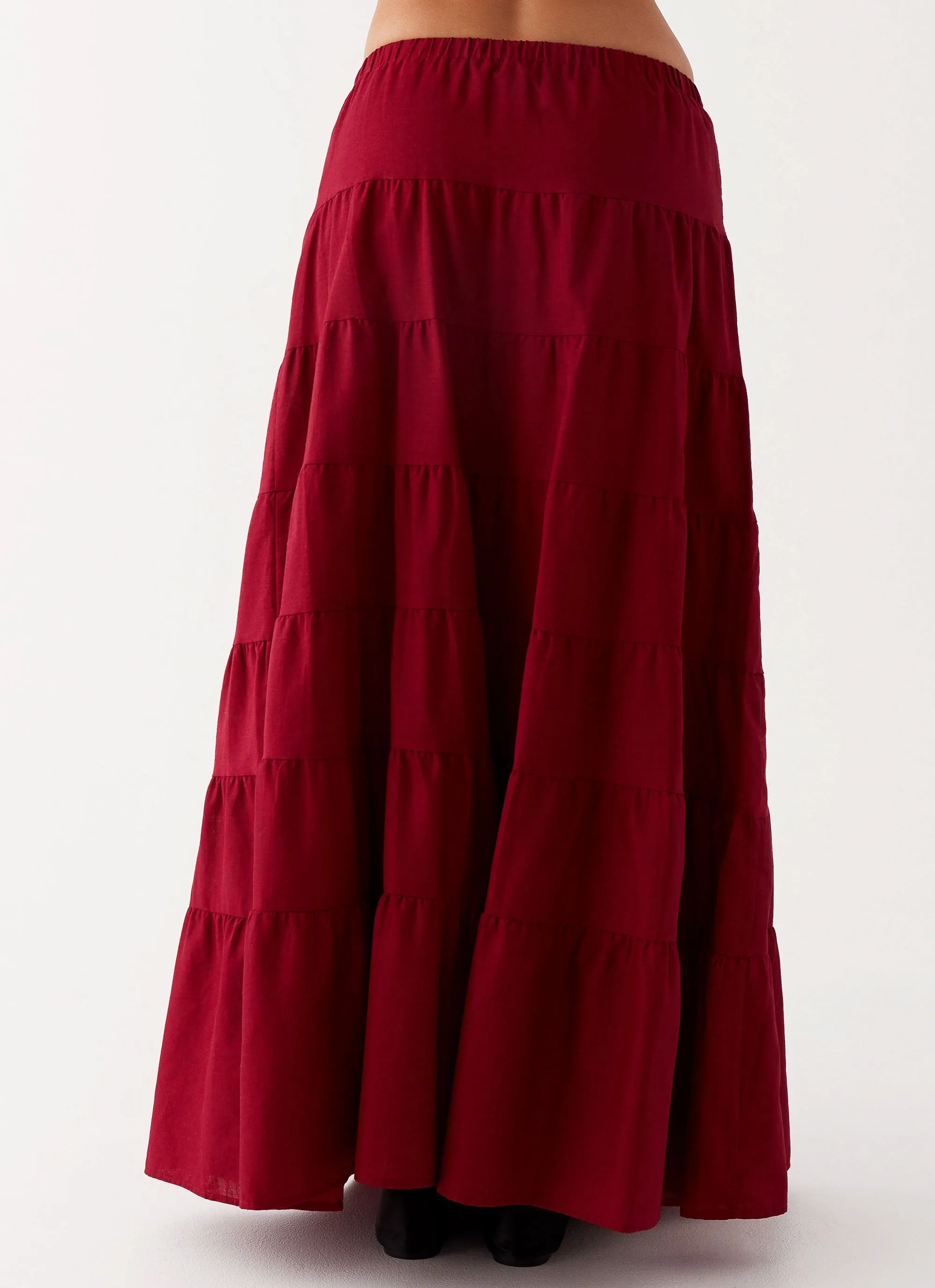 Mariella Linen Maxi Skirt - Maroon sold by Peppermayo product image thumbnail 4