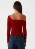 Talia Asymmetric Long Sleev Top - Red sold by Peppermayo