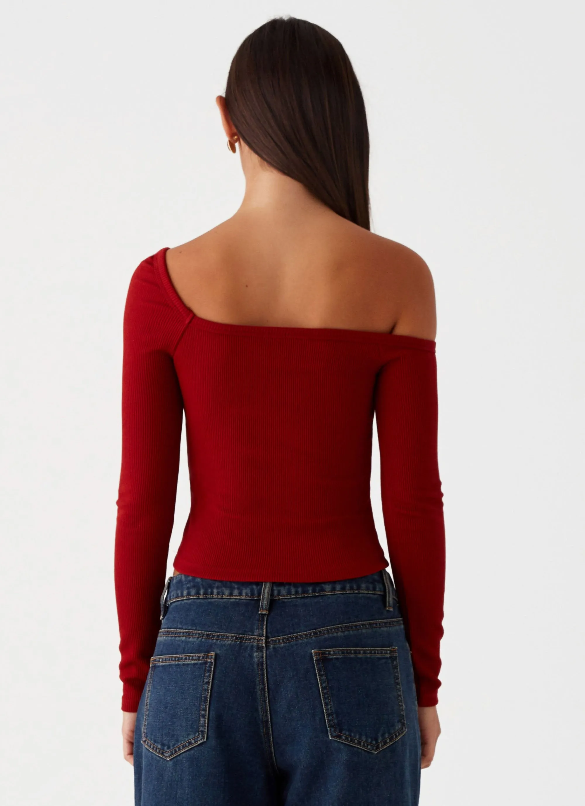 Talia Asymmetric Long Sleev Top - Red sold by Peppermayo product image thumbnail 4