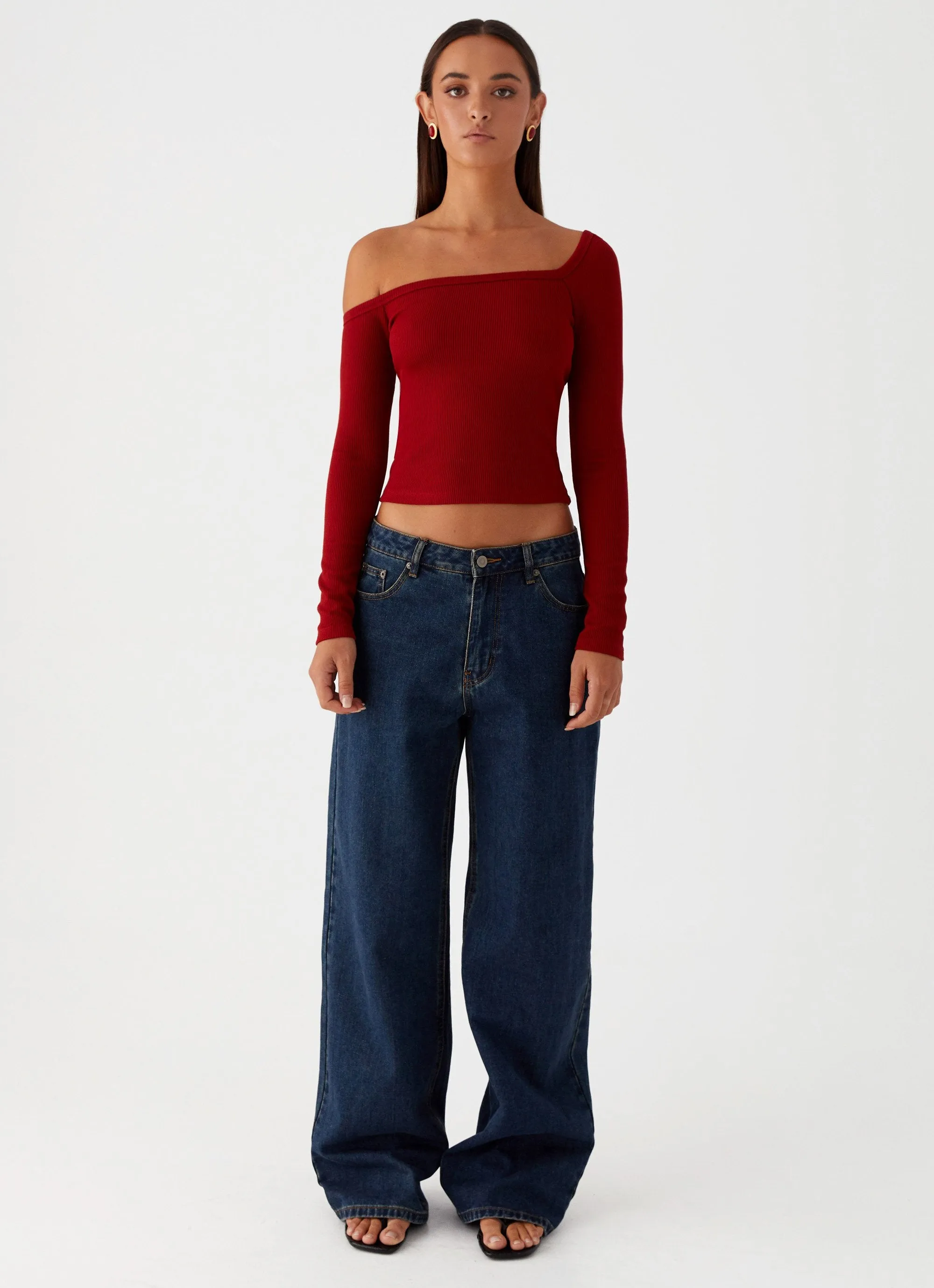 Talia Asymmetric Long Sleev Top - Red sold by Peppermayo product image thumbnail 2