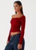 Talia Asymmetric Long Sleev Top - Red sold by Peppermayo