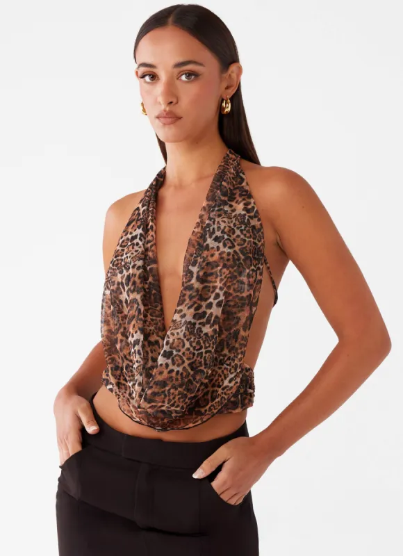 Sawyer Mesh Top - Leopard sold by Peppermayo