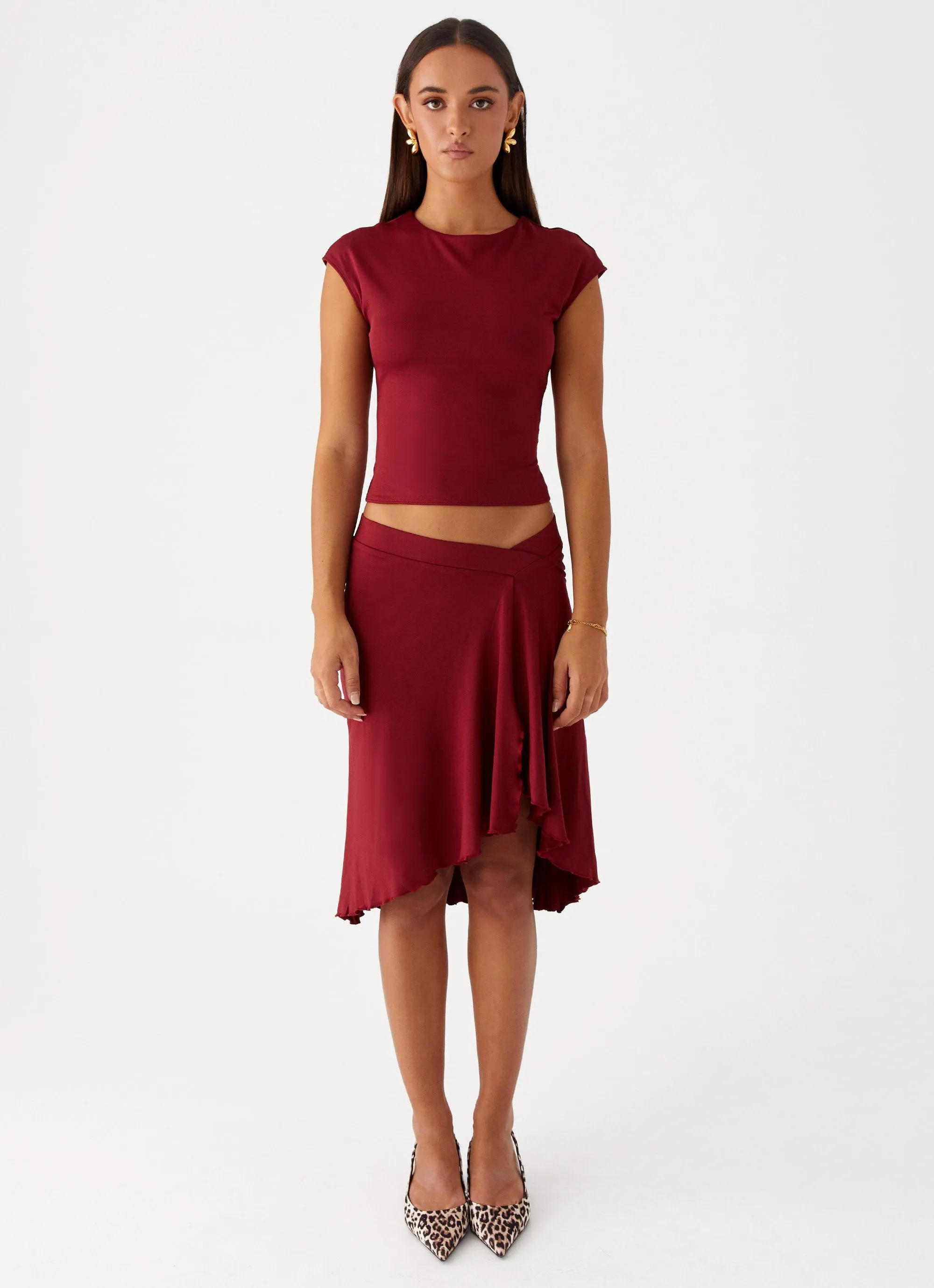 Shes A Lady Midi Skirt - Red sold by Peppermayo product image thumbnail 2
