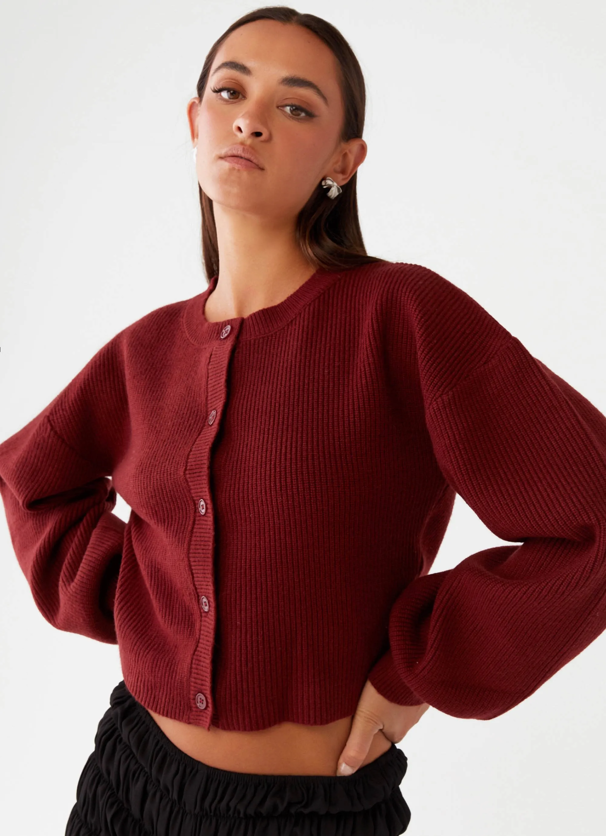 Daphne Knit Cardigan - Maroon sold by Peppermayo product image thumbnail 5