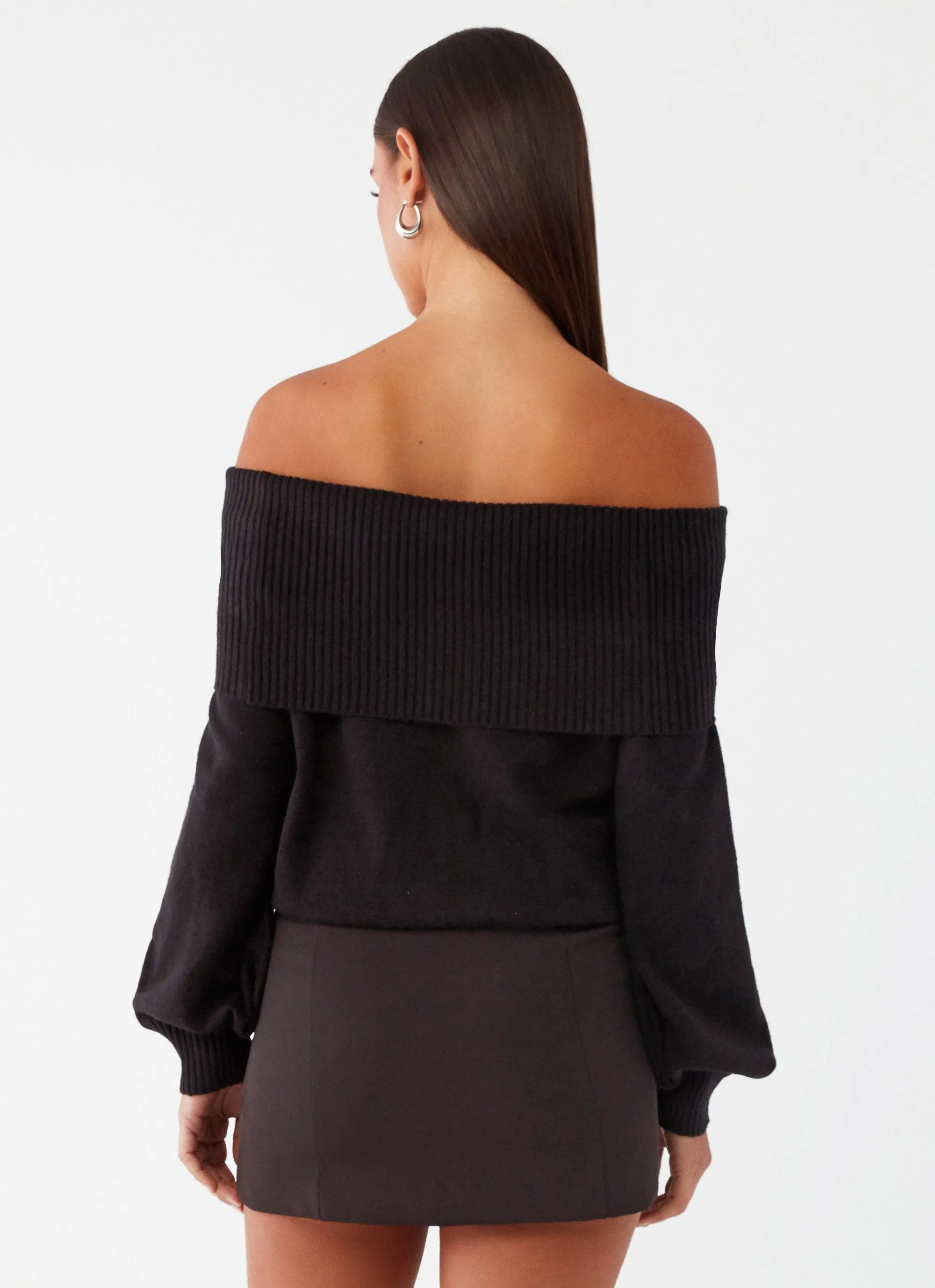 Buckle Up Oversized Bardot Knit Sweater - Black sold by Peppermayo product image thumbnail 5