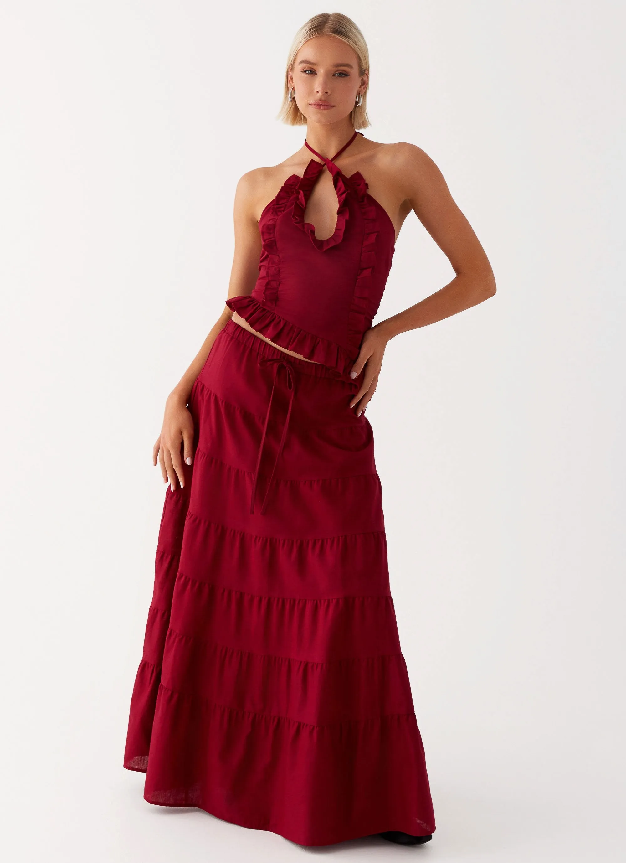 Mariella Linen Top - Maroon sold by Peppermayo product image thumbnail 5