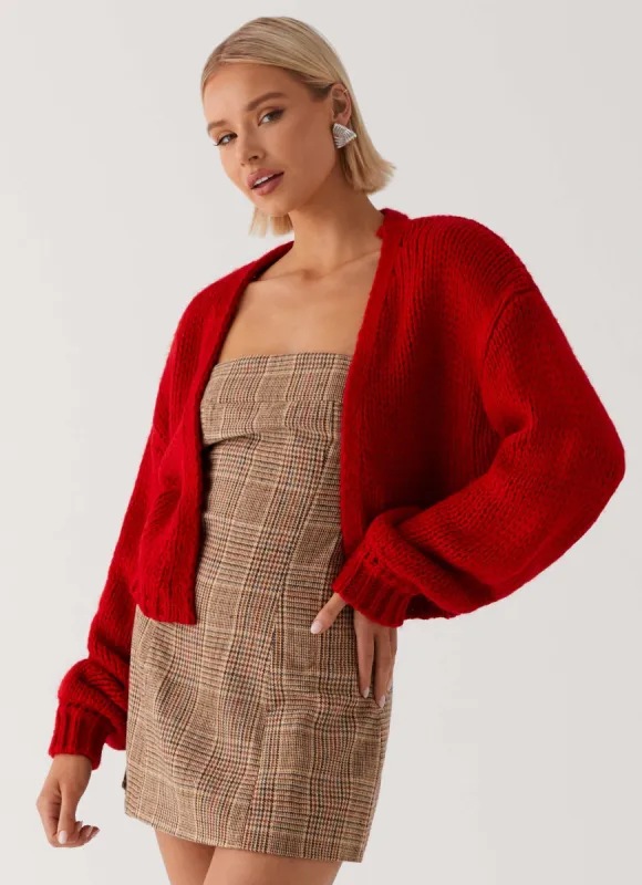 Jasleen Knit Cardigan - Red sold by Peppermayo