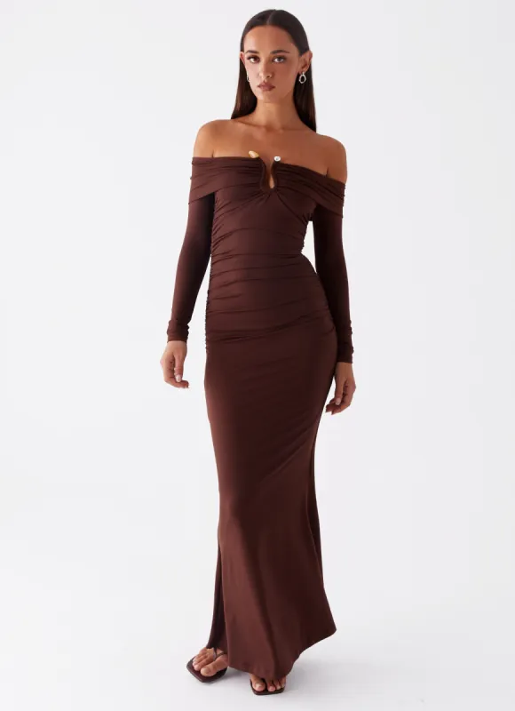 Rudy Long Sleeve Maxi Dress - Chocolate sold by Peppermayo