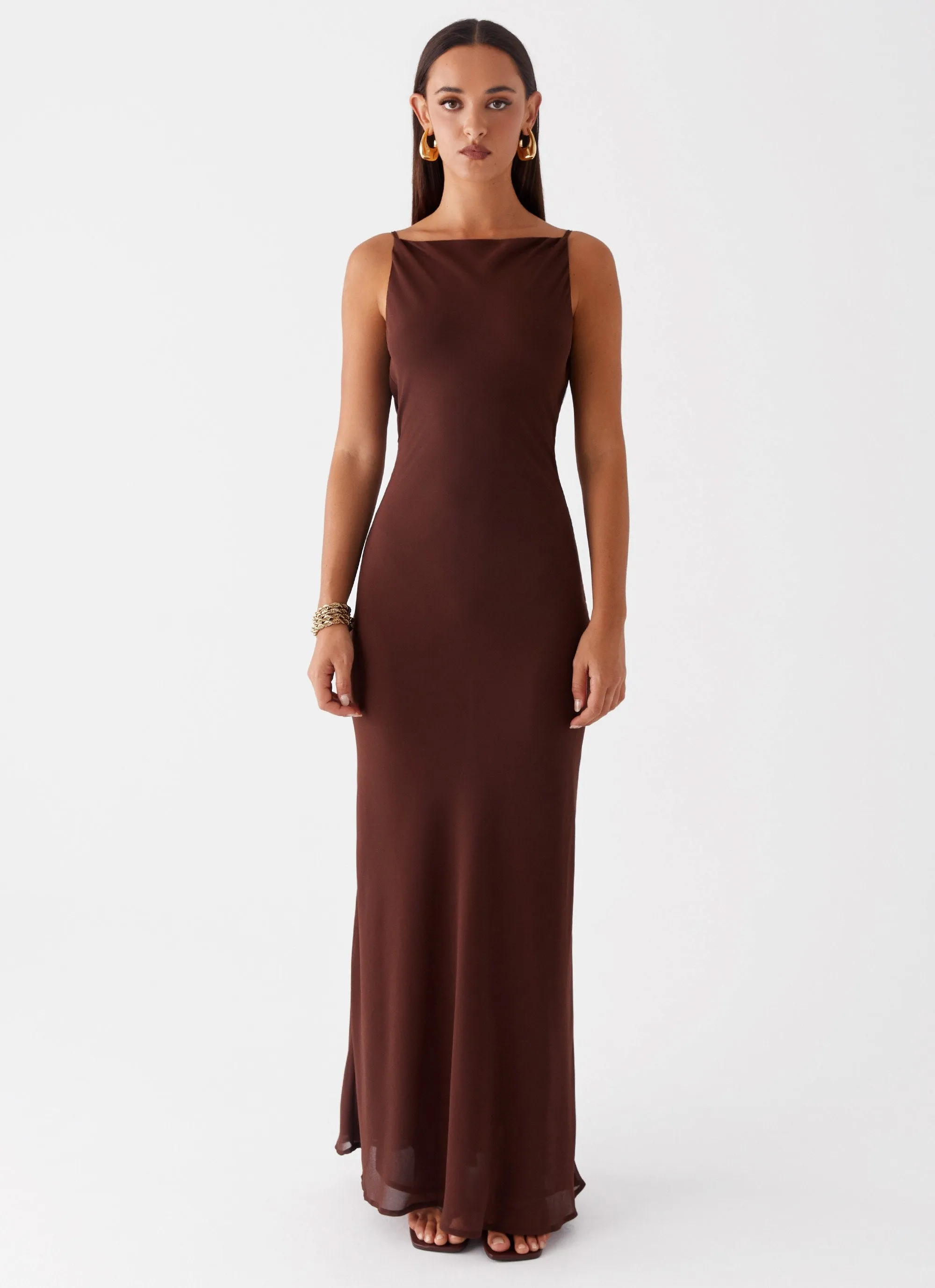 Dove High Neck Maxi Dress - Chocolate sold by Peppermayo product image thumbnail 3