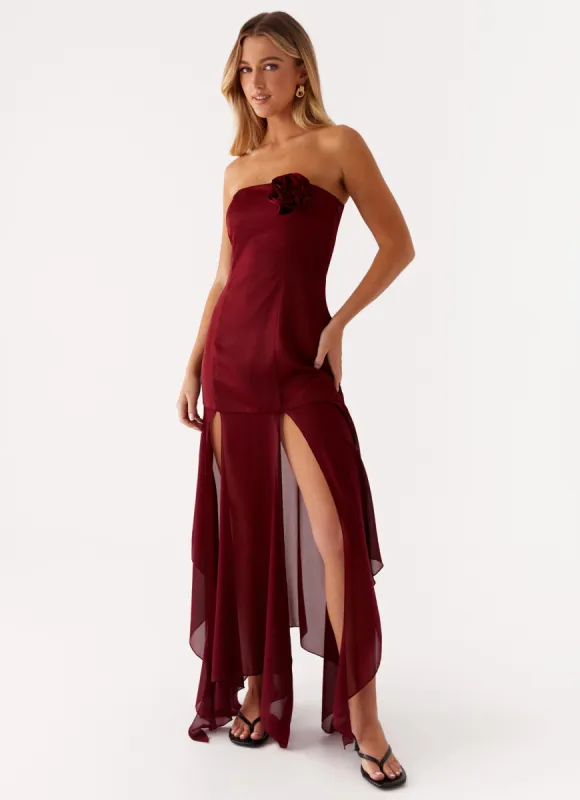 Collision Satin Maxi Dress - Cherry Red made by Peppermayo