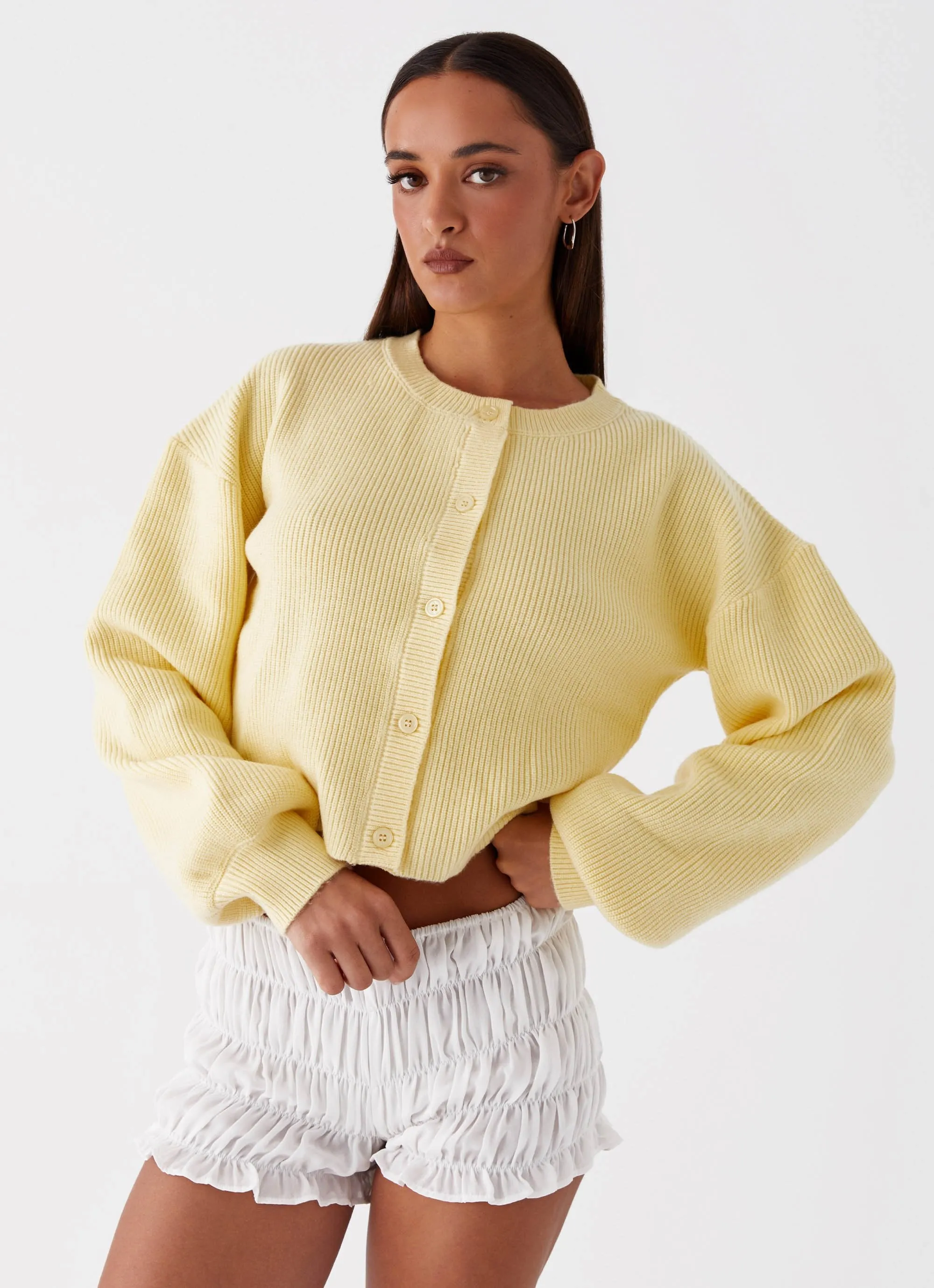 Daphne Knit Cardigan - Butter Yellow sold by Peppermayo