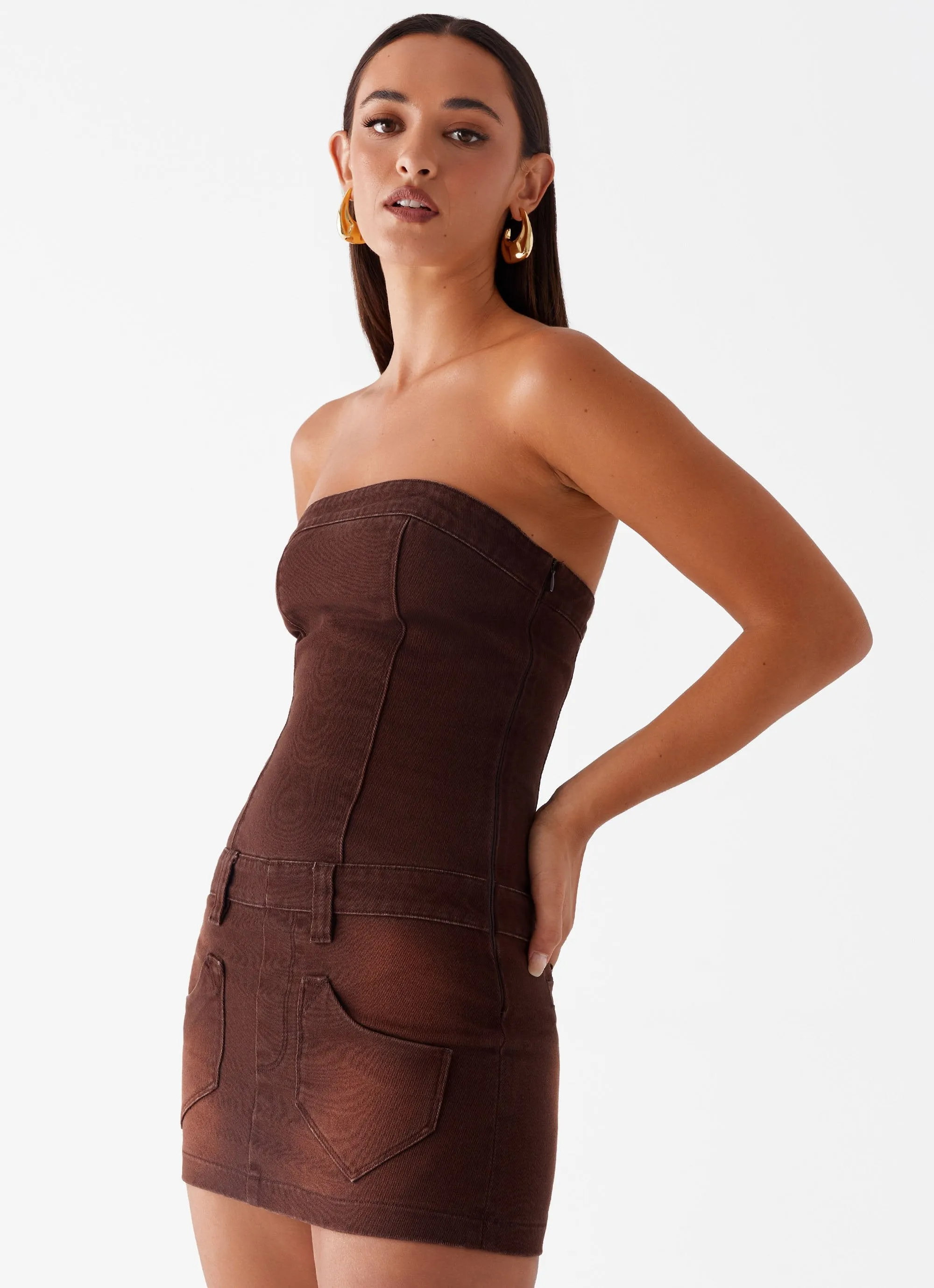 Heading South Mini Dress - Brown sold by Peppermayo product image thumbnail 5