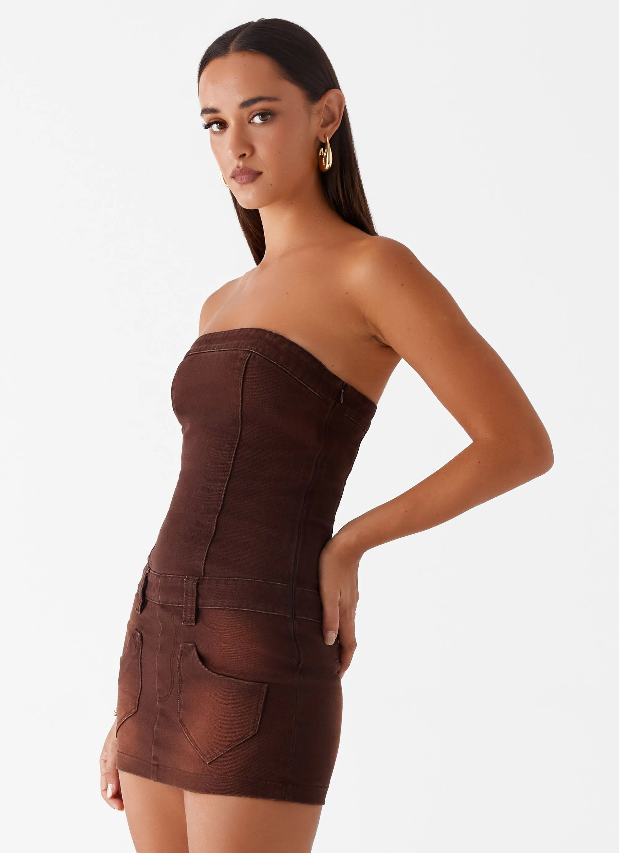 Heading South Mini Dress - Brown sold by Peppermayo product image thumbnail 3