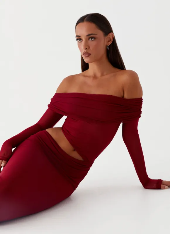 Emery Maxi Dress - Cherry Red sold by Peppermayo