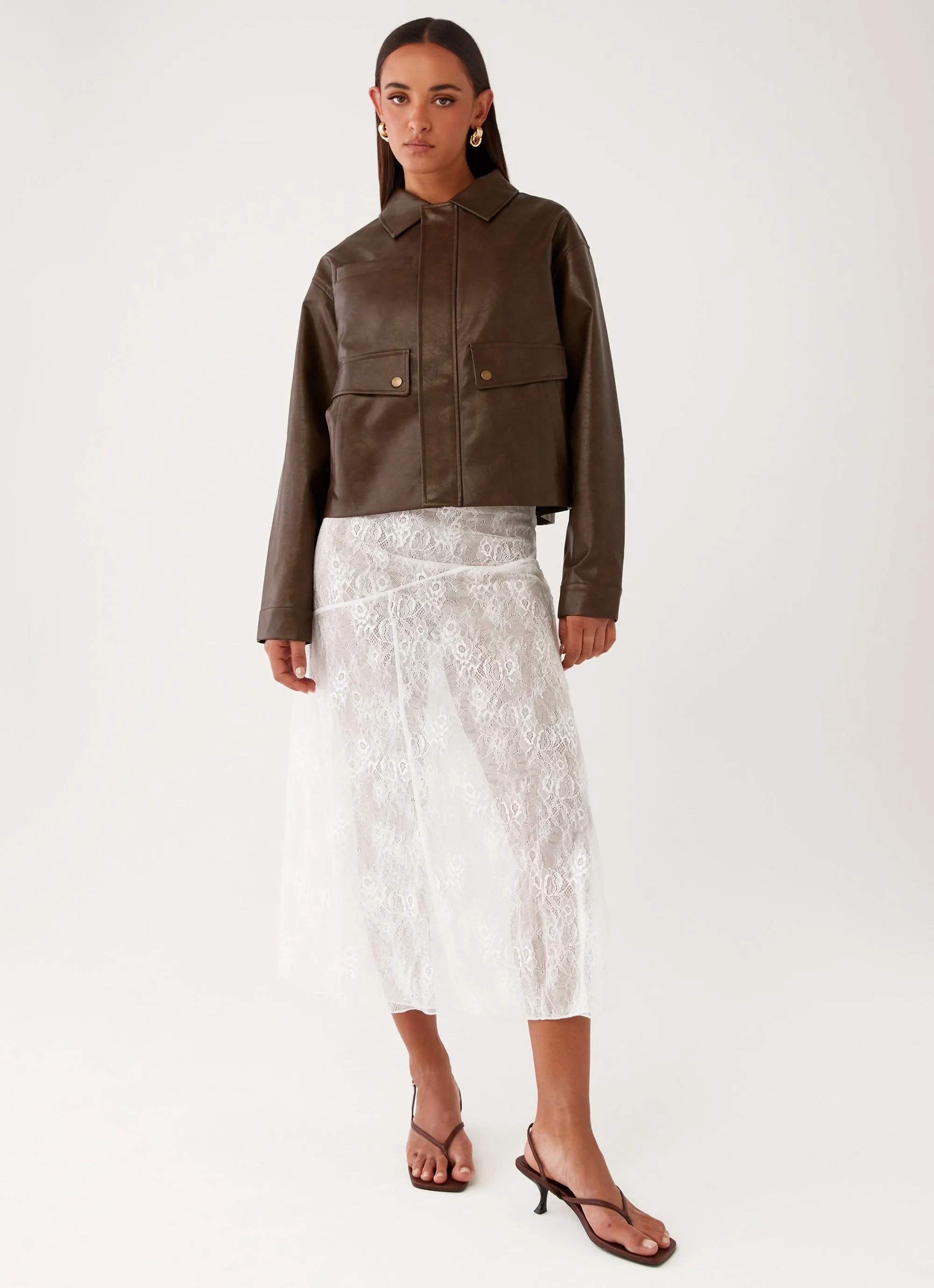 Alara Midi Skirt - White sold by Peppermayo