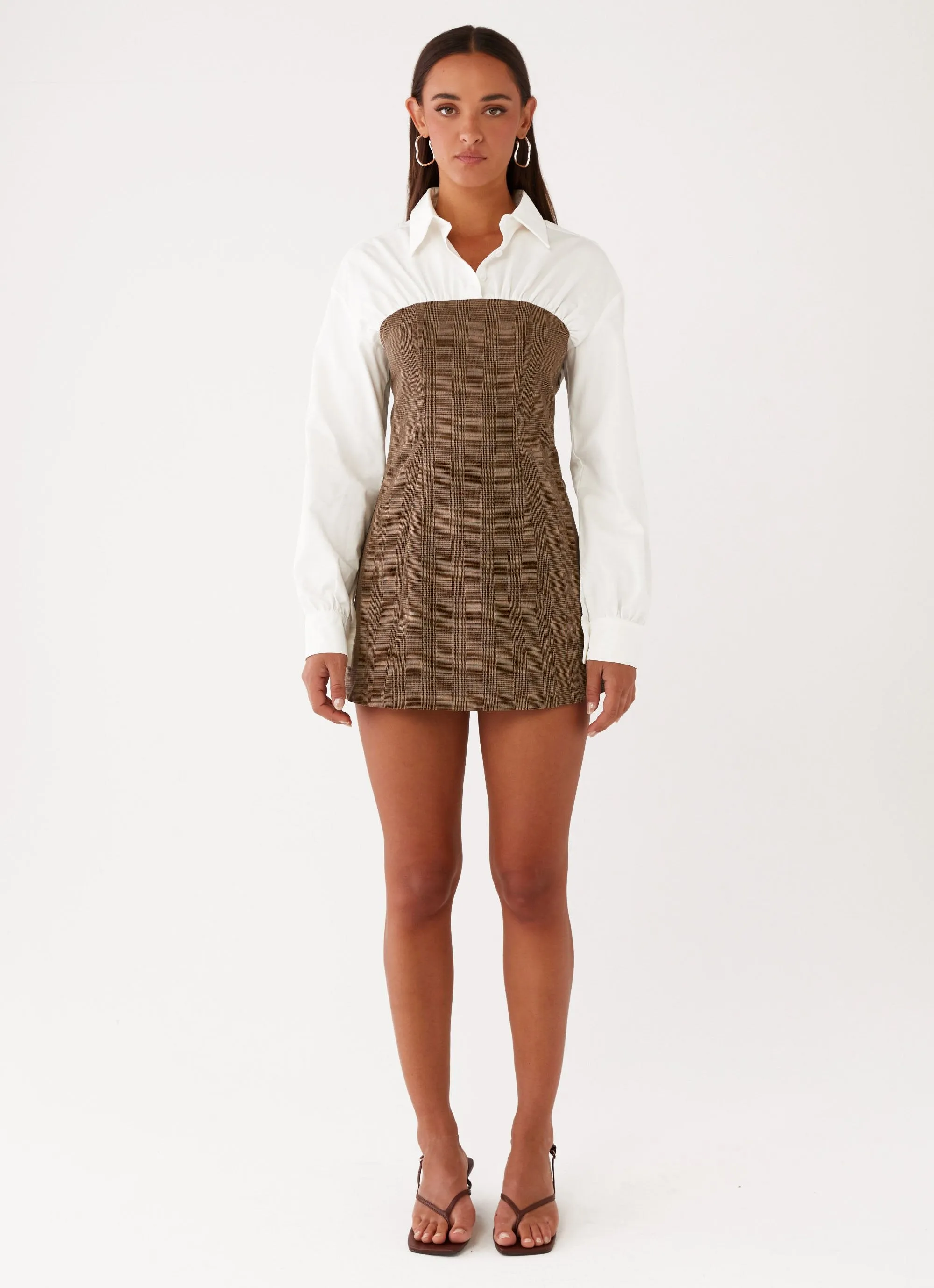 Adelaide Shirt Mini Dress - Brown sold by Peppermayo product image thumbnail 2
