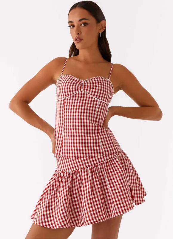 Bellamy Mini Skirt - Red Gingham made by Peppermayo