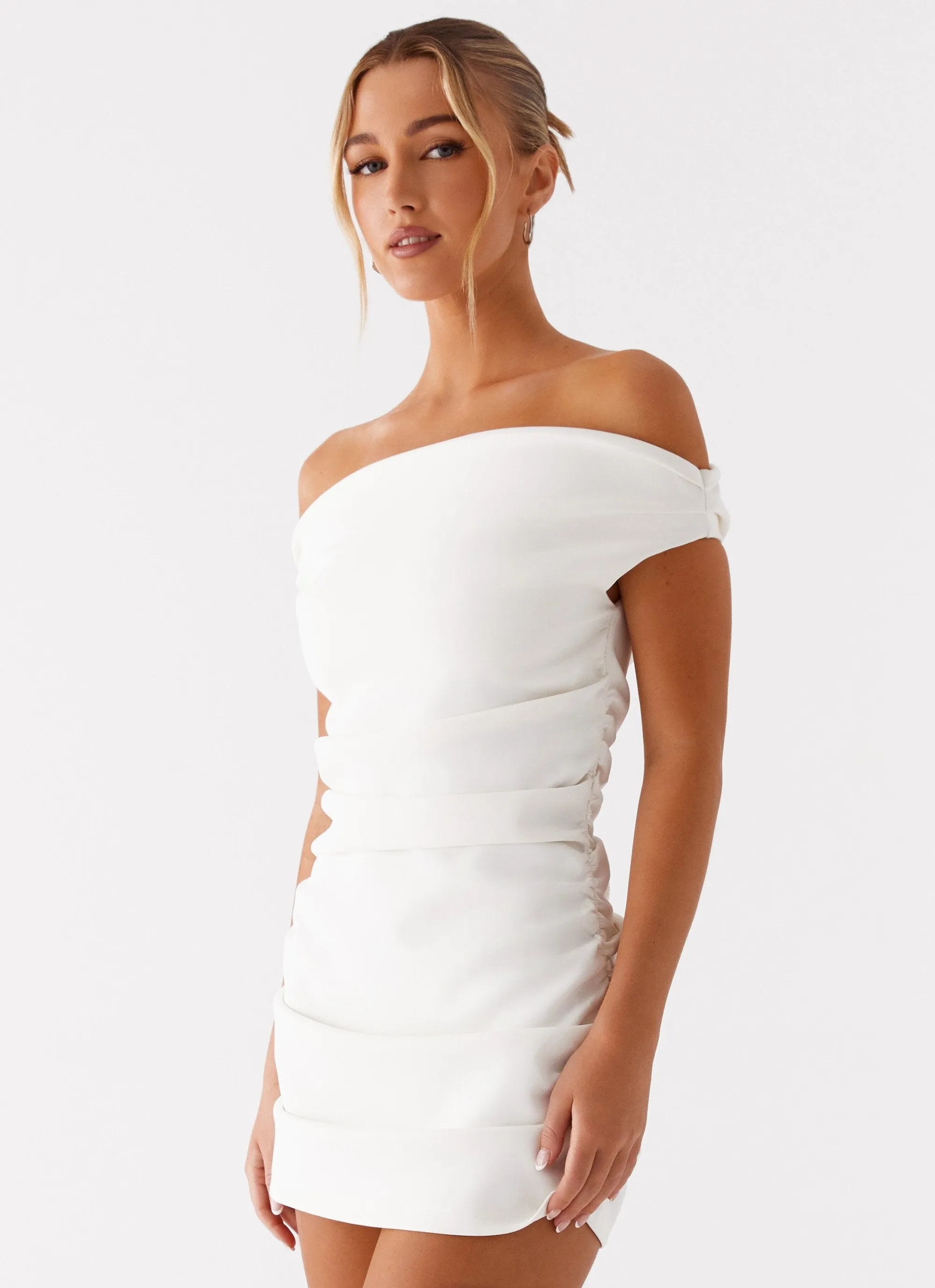 Morgan Off Shoulder Mini Dress - Ivory sold by Peppermayo product image thumbnail 3