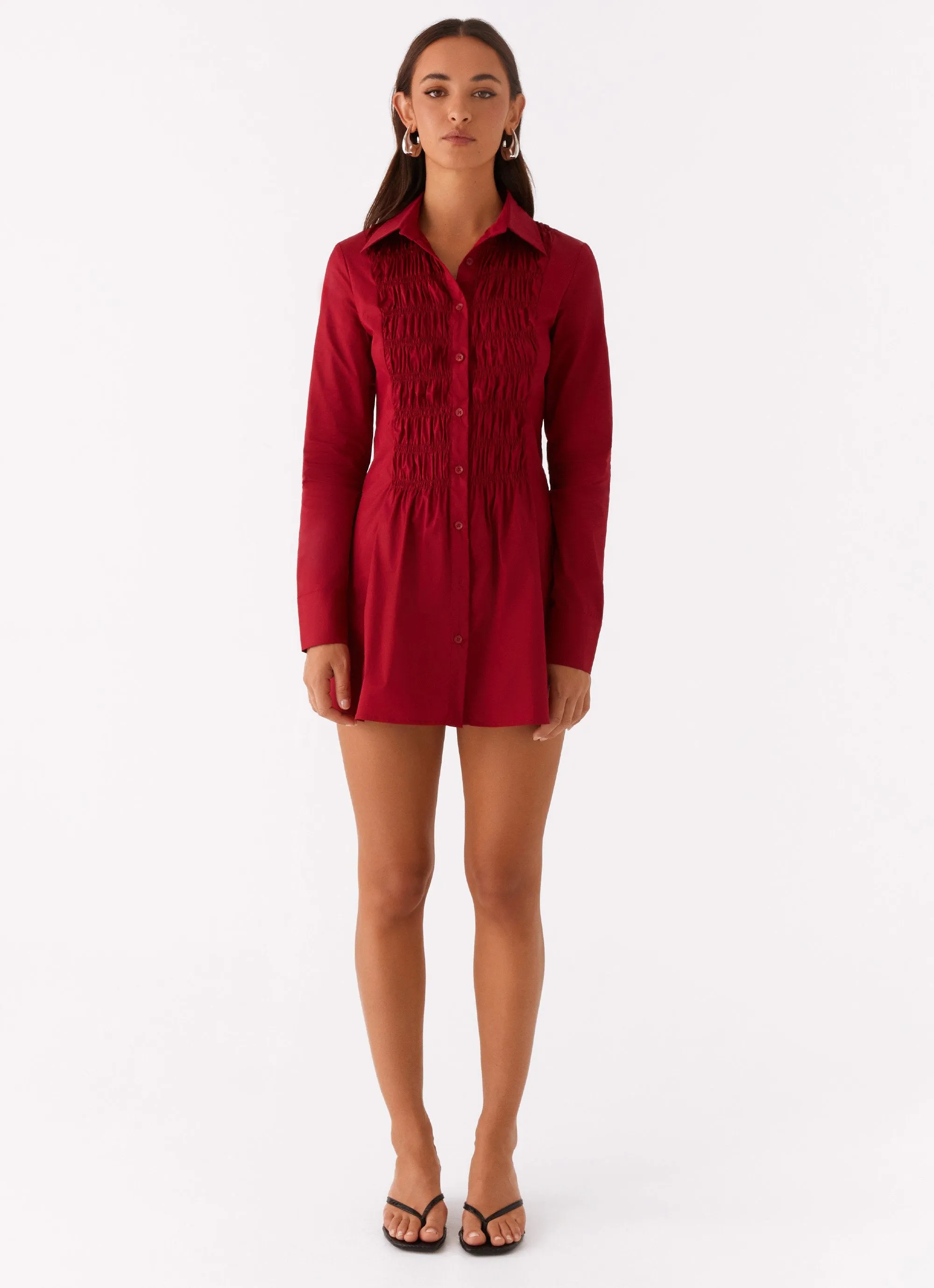 Tessie Shirred Shirt Dress - Rhubarb sold by Peppermayo product image thumbnail 2