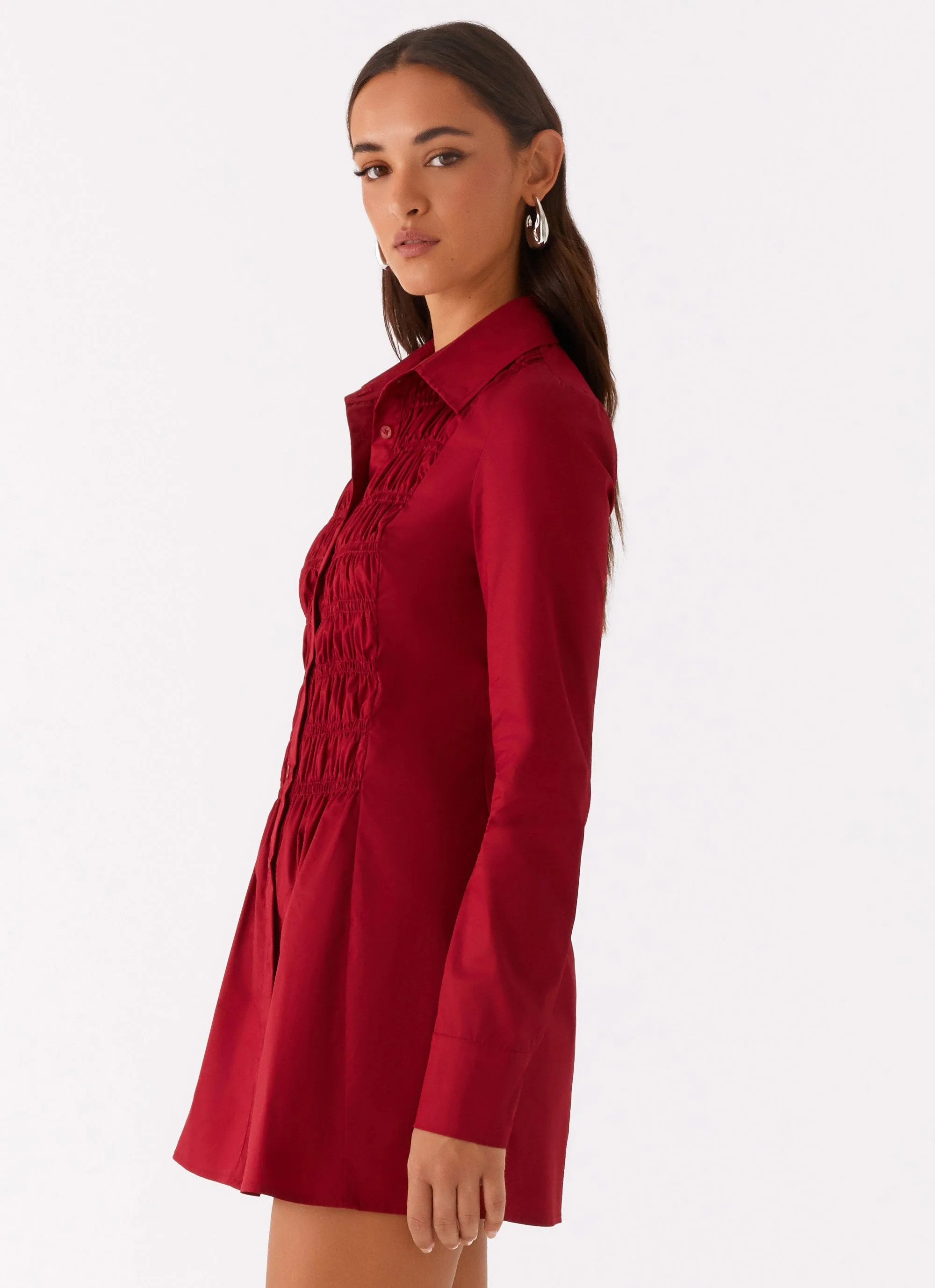Tessie Shirred Shirt Dress - Rhubarb sold by Peppermayo product image thumbnail 3