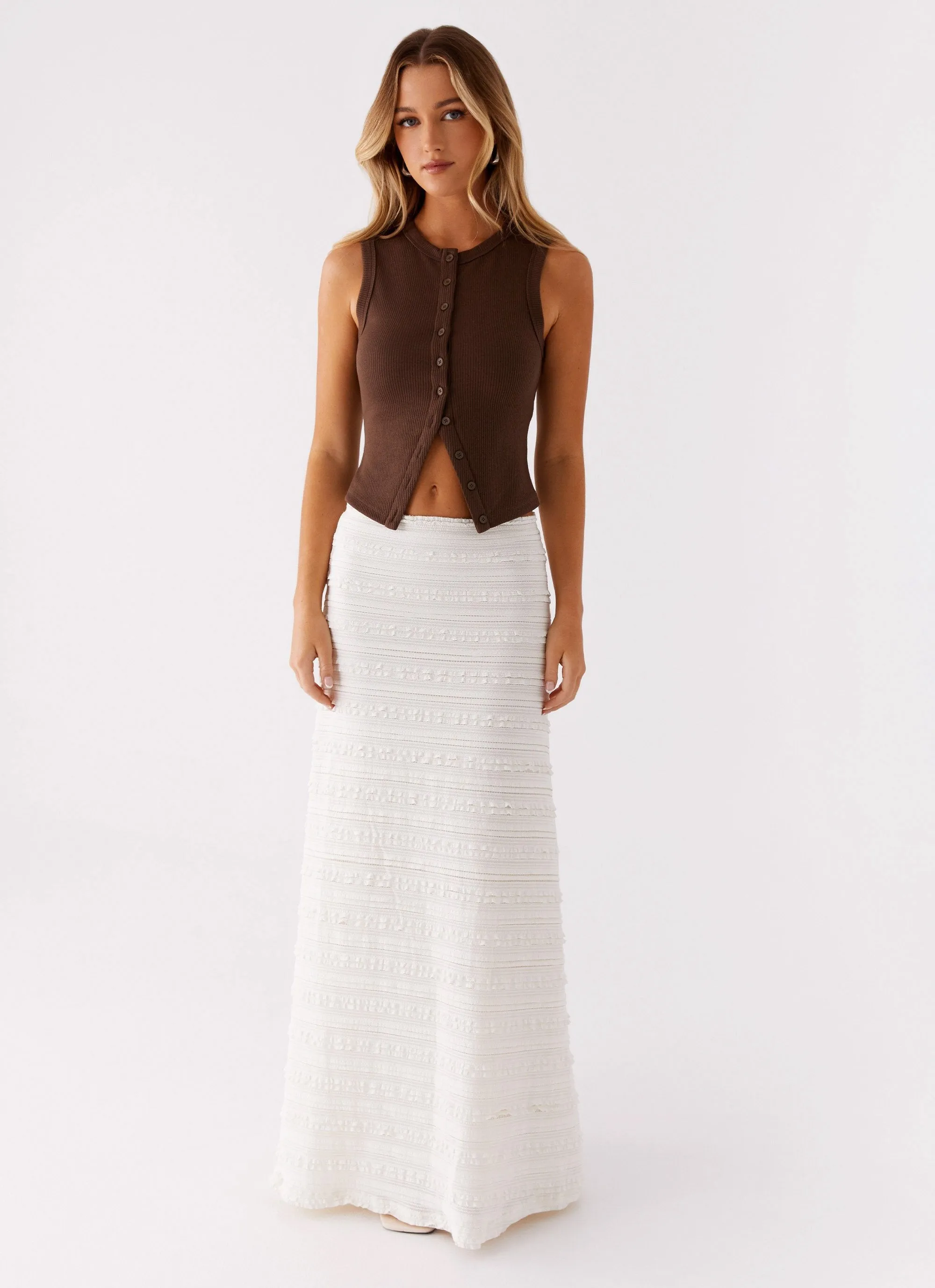 Harbour Side Mesh Maxi Skirt - White sold by Peppermayo
