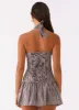 New Look Shirred Halter Mini Dress - Chocolate Gingham sold by Peppermayo