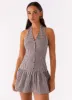 New Look Shirred Halter Mini Dress - Chocolate Gingham sold by Peppermayo