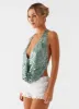 Rio Dreams Cowl Neck Halter Top - Green sold by Peppermayo
