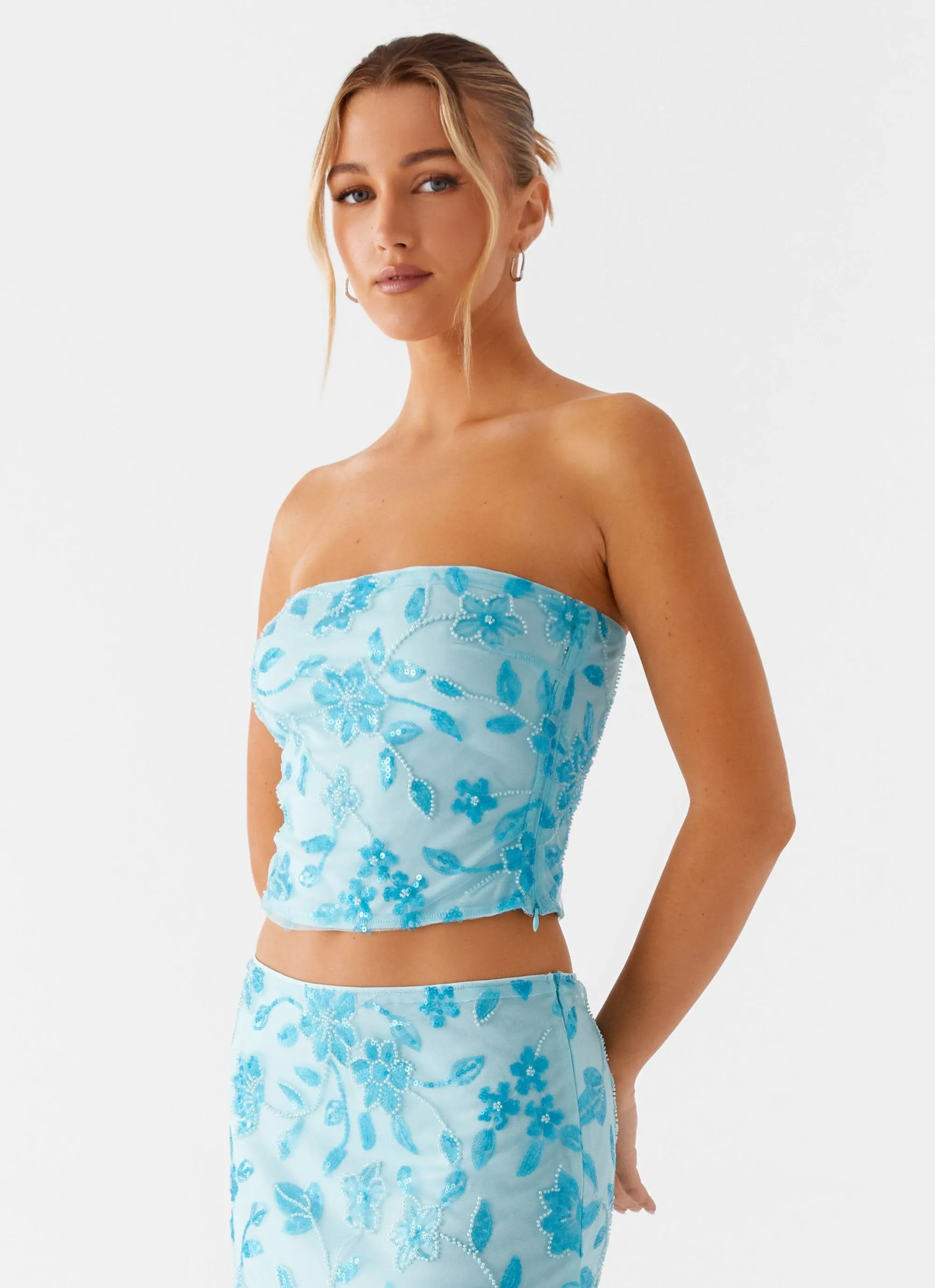 By Your Side Beaded Tube Top - Blue sold by Peppermayo product image thumbnail 3