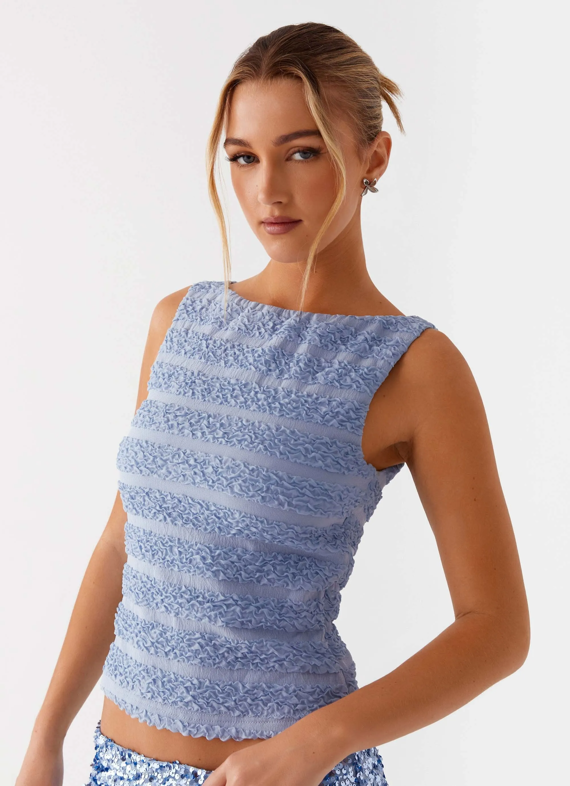 Supernova Boat Neck Top - Blue sold by Peppermayo