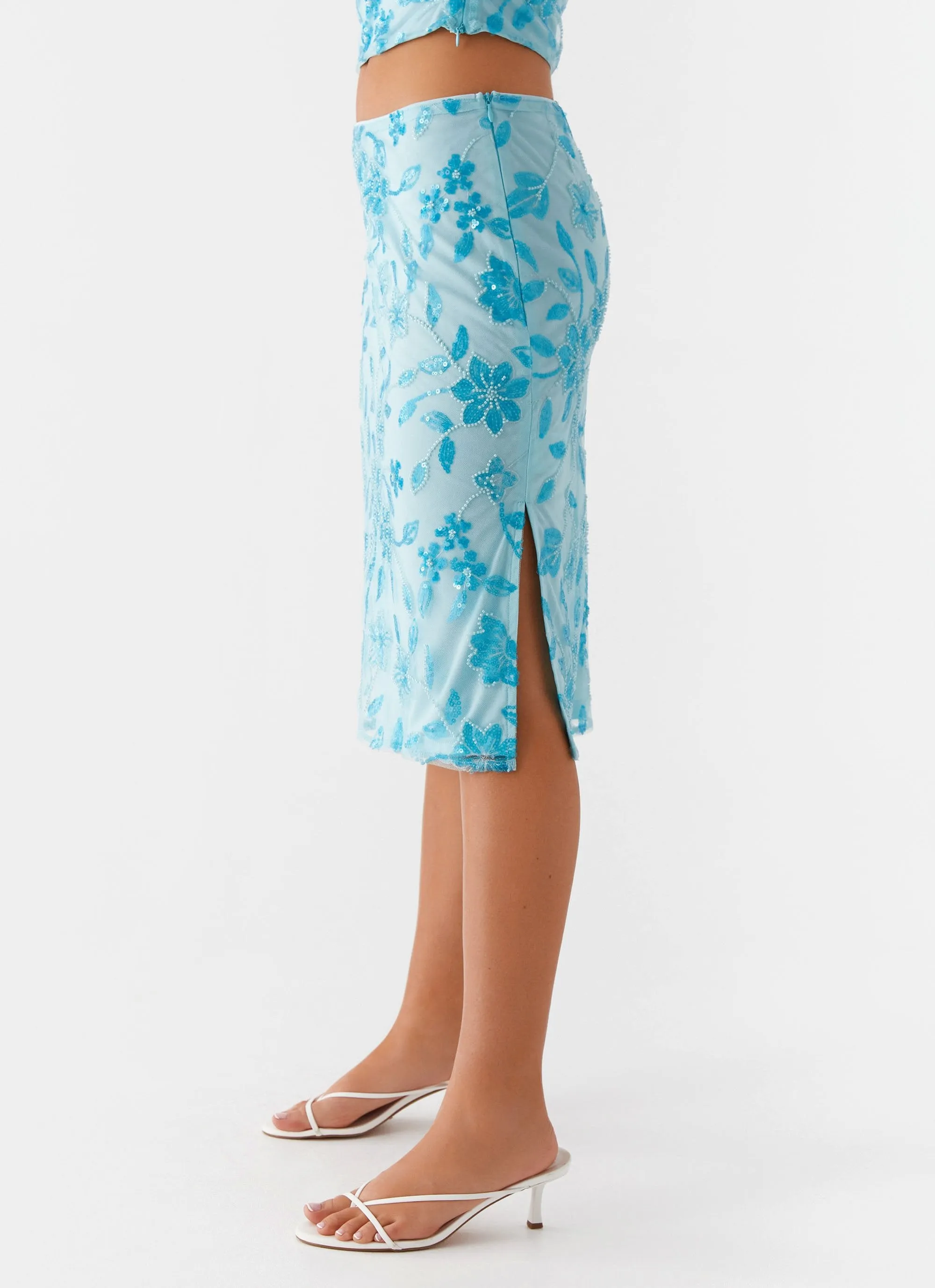 By Your Side Beaded Midi Skirt - Blue sold by Peppermayo product image thumbnail 5