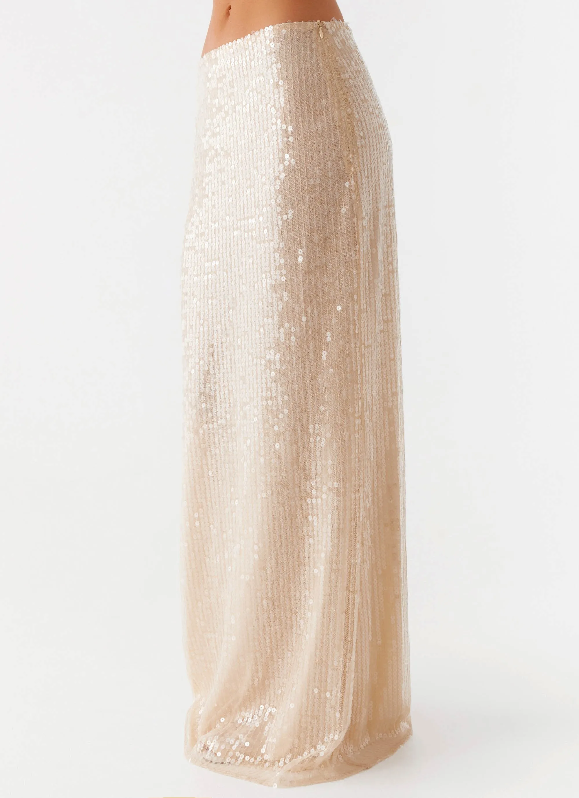 Wisteria Low Rise Sequin Maxi Skirt - Champagne sold by Peppermayo product image thumbnail 4